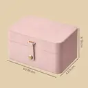 SONGMICSHOME  Portable Jewelry Box, Travel Jewelry Case, 2-Layer Jewelry Organizer, for Larger Accessories, PU Surface, Gift, Pink image 2