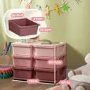 HOMCOM 6 Drawers Plastic Storage Units, 3 Tier Kids Storage Units, Children Toy Chest for Nursery, Playroom, Bedroom, Pink image 8