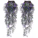 2Pcs 31.49in/80cmArtificial flower wall hanging simulation plant rattan wall hanging indoor wall decoration chlorophytum comosum false flower golden bell willow ceiling decoration(purple) image 10