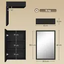 kleankin Bathroom Cabinet with Mirror, Wall Mounted Bathroom Mirror Cabinet with Storage Shelves, 40 x 12 x 60 cm, Black image 2