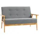 HOMCOM 2 Seater Sofa Modern Linen Fabric Upholstery Tufted Couch with Rubberwood Legs for Living Room and Kitchen, Dark Grey image 0