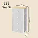 JOYFURNOS Commode en tissu pour chambre, avec 4 tiroirs, cadre en métal, blanc image 2