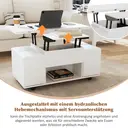 Table 100x50x48 cm, réglable en hauteur, avec roulettes, 4 tabourets & rangement – peut être utilisée comme table basse, table à manger ou table de travail, blanc image 6