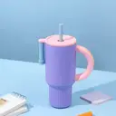 JORDAN&JUDY Subor Double-Walled Steel Straw Cup (Car-Mounted Large-Capacity Water Bottle, Insulated Cup, High-Quality Ice Cup), Purple (920ml) image 7