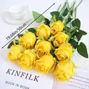 Yuejia 10Pcs 19.68in/50cmArtificial Rose，Realistic Bouquet of Long stemmed False Silk Roses，Simulated Rose，Suitable for Wedding Photography Props Furniture Decoration(yellow) image 1