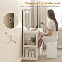 HOMCOM Coiffeuse avec miroir et tabouret, éclairage LED réglable 3 couleurs, 2 USB ports et 2 prises, table de maquillage modulable avec 6 tiroirs à fermeture douce, 2 étagères, siège rembourré, blanc image 5