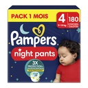 Pampers Night Pants Pack 1 Mois, Taille 4, 9-15kg, 180 couches-culottes image 0