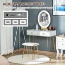 HOMCOM Dressing Table with LED Mirror and Cushioned Stool, Vanity Desk with Acrylic Lipstick Holder and 2 Drawers, Makeup Table for Bedroom, White image 4