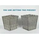 KEVAHOME SET OF 2 PP FAUX RATTAN WASTE BASKET-GREY 10x10x11"H image 5