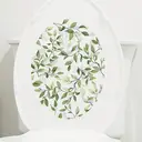 Plant leaf and flower pattern toilet seat stickers, self-adhesive bathroom wall stickers, toilet seat decals, DIY removable waterproof stickers,Full of leaves image 2