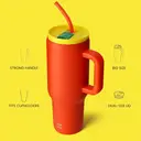 Bottle Bottle 40 oz Stainless Steel Vacuum Tumbler with Handle and Straw, Orange Ocean image 3