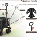 CLIPOP Festival Trolley with All-Terrain Wheels, 180L Folding Wagon with Expandable Tailgate and Adjustable Handle Large Capacity Garden Cart for Beach Camping Outdoor Black image 2