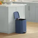 SONGMICSHOME  Pedal Trash Can, Stainless Steel Kitchen Bin with Soft Close Lid, Removable Inner Bucket, for Home, Blue image 3