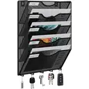 Senhoglb Porte-documents mural A4 en maille métallique à 5 niveaux et crochets - Noir image 0