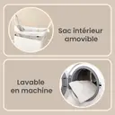 JOYFURNOS Grand Panier à Linge en Bambou, Panier à Linge Pliable à 3 Compartiments avec Couvercle, Sac Intérieur Amovible, Blanc image 7