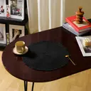 6 pieces, round 38cm woven placemats,Polyester with outer ring, three-strand placemat, black， anti-slip polyester Nordic placemats, suitable for home, kitchen, and dining table use, perfect for holiday parties, birthdays, weddings, and dinners image 6