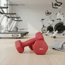 SONGMICSHOME  Set of 2 Neoprene Hex Dumbbells, 2 x 3 kg, with Dumbbells Bars, Home Training, Red image 3