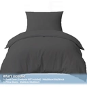 LeBonsoir Parure de lit brossée avec 1 housse de couette 140 x 200 cm et 1 taie d’oreiller 65 x 65 cm, avec fermeture éclair - Gris foncé image 3