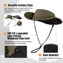 TOP-EX Chapeau anti-UV à bords larges avec arceau amovible et panneau en mesh ventilé vert militaire - taille M/L image 3