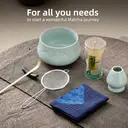 TEANAGOO Matcha Set (7 Pcs) with Bowl, Bamboo Whisk (Chasen), Scoop (Chashaku) and Holder, Celadon Blue, Green Tea Powder image 8
