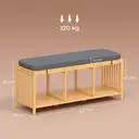 HOMCOM Bamboo Shoe Bench with Seat for Two People, 102cm Modern Entryway Shoe Bench with Open Shelf for Entryway Hallway Bedroom, Natural Wood Finish image 2