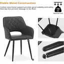 CLIPOP Dining Chair Set of 2 Faux Leather Upholstered Kitchen Counter Chair with Armrest and Metal Legs Living Room Reception Chairs for Dining Room Lounge Bedroom or Office 0427 grey 45*52*83 cm image 3