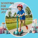 Neuleb 3 Wheel Foldable Kids Scooter with Light Up Wheels, Adjustable Height Handlebar, Lean-to-Steer, Anti-Slip Deck, Toddler Ride On Toy for Boys & Girls Ages 3-10, Green image 6