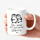 Alphynix 1pc Cute Penguin Couple Mug, 11oz White Ceramic Cup with German Quote "You Are a Beautiful Feeling", Romantic Gift for Boyfriend, Girlfriend image 2