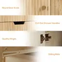 HOMCOM Sideboard, Fluted Modern Storage Cabinet with Single Door, Drawers and Adjustable Shelf for Living Room, Kitchen, Dining Room, Bathroom, Bedroom, Nature Wood Finish image 7