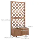 Outsunny 72.5x31.5x149.5cm 45L Garden Wooden Pine Trough Planter with Topped Trellis Climbing Plants Flower Raised Bed Orange image 7