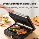 ochama Medium Steak Grill, Sandwich Maker, Panini Press Grill, 1000W Indoor Electric Grill, Electric Barbecue Grill, Household Electric Griddle, 28*22cm image 5