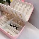 JU7CER Mini portable jewelry box Jewellery Storage Jewellery Box Small Jewellery Box for Girls Jewellery Box Women Travel Jewellery Case Jewellery Organiser for Earrings Necklaces Rings Gift Wedding image 5