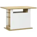 HOMCOM Table à manger ilot central cuisine meuble de rangement table avec grand plan de travail 4 personnes - placard 4 portes et étagères - en bois - dim. 110L x 70l x 75,5H cm blanc et naturel image 0
