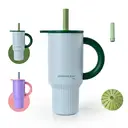 JORDAN&JUDY Subor Double-Wall Steel Tumbler with Straw, Large Capacity Car Water Tumbler, High-Quality Ice Cup Green (920ml) image 0