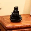 JU7CER 1PC Ceramic Backflow Incense Burner - Lotus Leaf Design, Backflow Waterfall Incense Holder with Wooden Sticks - Classic Style, Ideal for Christmas Home Decoration and Floor Display, Incense Insert image 2