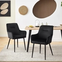 CLIPOP Dining Chairs Set of 2 Velvet Armchairs Kitchen Chairs with Backrest and Metal Legs Occasional Padded Leisure Accent Chairs for Dining Living Room 0430 velvet black 43.5*51.5*87.5cm image 1