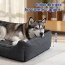 SONGMICSHOME Dog bed linen look, raised edges, non-slip bottom, removable and washable cover, XXL, 120 x 90 x 30 cm, dark grey image 4