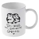 Alphynix 1pc Cute Penguin Couple Mug, 11oz White Ceramic Cup with German Quote "You Are a Beautiful Feeling", Romantic Gift for Boyfriend, Girlfriend image 3