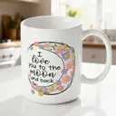 Alphynix 1 Mug Bis zum Mond und zurück, 33cl Keramik-Kaffeetasse avec handgezeichnetem Blumenkranz, romantisches Geschenk für sie, ihn, Ehefrau, Ehemann, Jubiläum,Le cadeau de la saint-valentin, cadeau d’anniversaire image 1
