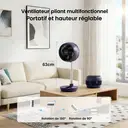 Ventilateur de Circulation d'Air Pliable Airmate, Moteur DC Économe en Énergie, Silencieux 32dB, Télécommande, 8 Vitesses & Mode Tempête, Minuterie 8h, Hauteur Réglable, Compact Portable, Nettoyage Facile image 8