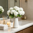 Yuejia 1Pc 13in/33cmArtificial 7-Head Hydrangea Silk Flower Silk Flower Living Room Bedroom Wedding Flower Arrangement Artificial Flower Decoration(white) image 3