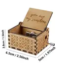 Alphynix 1pc Hand-Cranked Music Box, "You Are My Sunshine" Engraved Interior, Wooden Retro Musical Gift with Carved Floral Patterns image 4