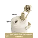 POWCAN by Meoky 26oz Dual-Opening Sports Water Bottle with Carry Handle – Oatmeal image 2