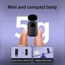 The Verbex K21 Dual Microphone is a wireless mini microphone for live streaming, recording, and interviews. It features noise reduction and an all-in-one button-style design, compatible with Type-C interface. image 6