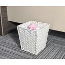 KEVAHOME Lot de 2 paniers à déchets en polypropylène (PP) façon rotin - Blanc - 10 x 10 x 11" H image 6