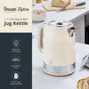 Swan Retro Revive Jug Kettle, 1.7L, Rapid Boil, Easy Pour, 3KW, Vintage, Coated Stainless Steel, Cream with Chrome Accents - SK19025C image 1