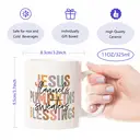 Alphynix 1pc Jesus Pumpkin Sweaters Mug, 11oz Ceramic Coffee Cup with Vintage Color Block Text, Unique Fall Thanksgiving Gift, Christian Autumn Blessing image 7