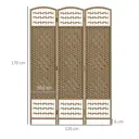 HOMCOM Panel Folding Room Divider, Freestanding Privacy Screen for Living Room, Bedroom and Office Brown image 2