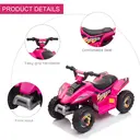 HOMCOM 6V Kids Electric Ride on Car All Terrain Vehicle Toy Quad Bike w/ Forward Reverse Functions Toddlers for 18-36 Months  image 7