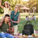 Women’s Travel Lunch Backpack， 15.6Inch Insulated Laptop Backpack with USB Port， Waterproof Cooler Bag for Men College Business， Black image 5